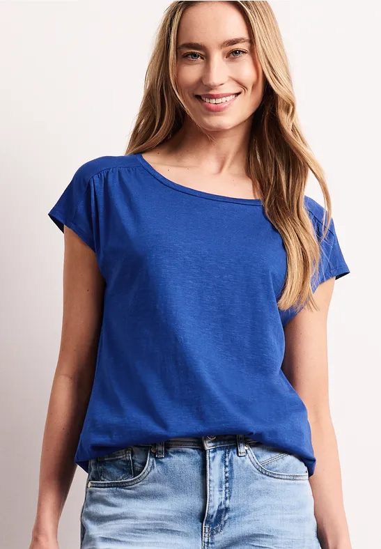Shirt mit Rundhals und Raffung