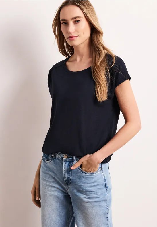Shirt mit Rundhals und Raffung