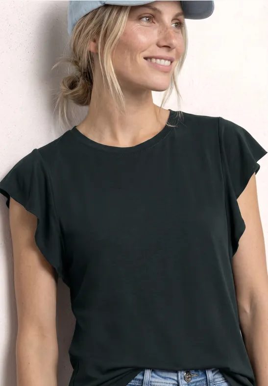 Shirt mit Rundhals und Volantärmeln