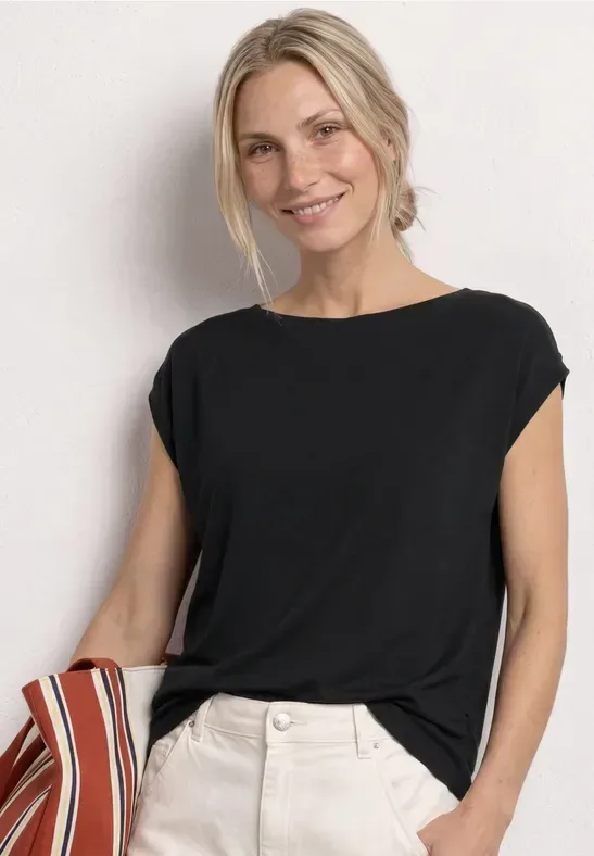 STREET ONE Shirttop Sommershirt mit Raffung