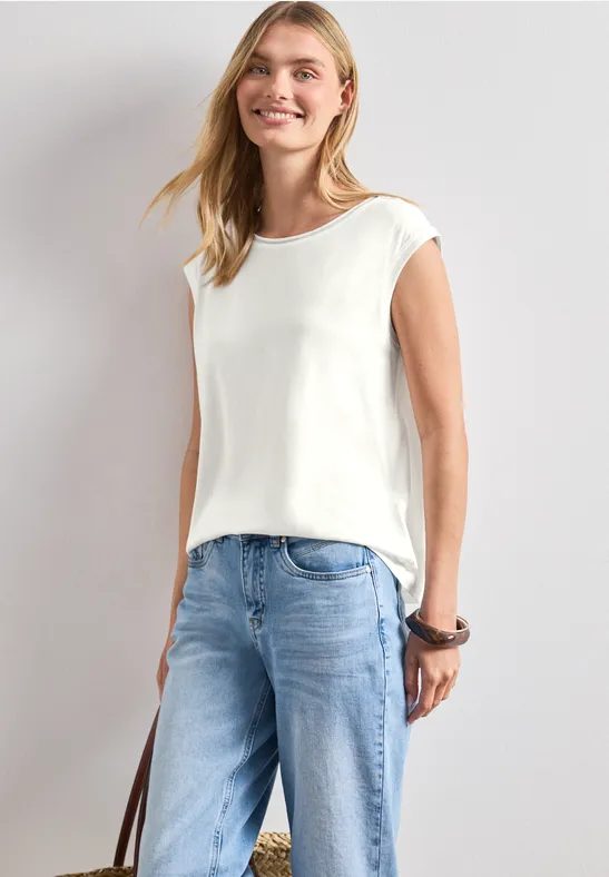Shirt mit Rundhals und Rippdetails