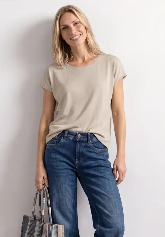 STREET ONE Kurzarmshirt Sommershirt aus Viskose mit Stretch