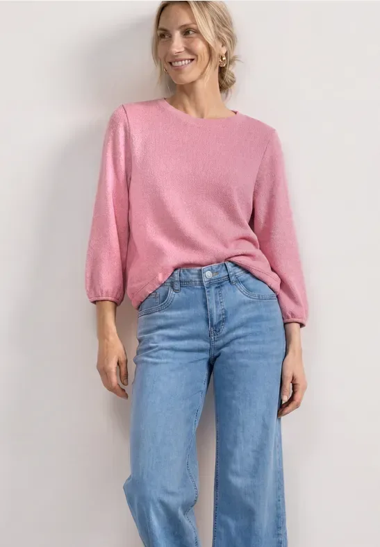 STREET ONE Rundhalsshirt 3/4-Arm Shirt im Strick-Look