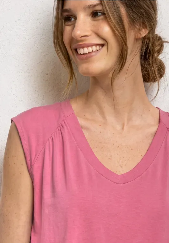 STREET ONE Shirttop Sommershirt mit Elastiksaum