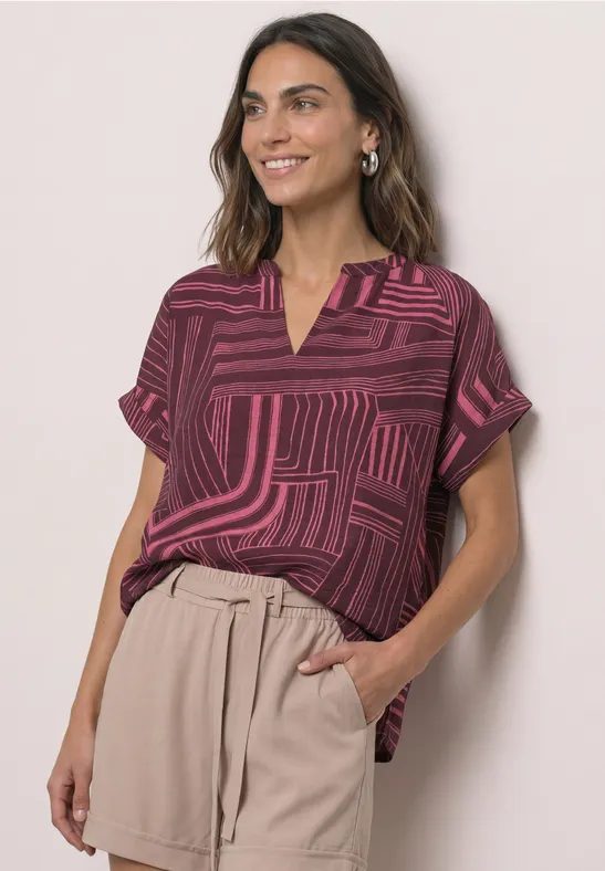 Dropped Shoulder Shirt mit Split Neck