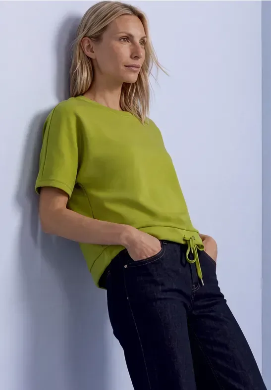 T-Shirt mit Rundhals im Silk-Look