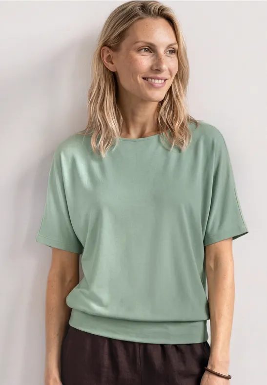 Basic Shirt mit Boat Neck und Elastikbund