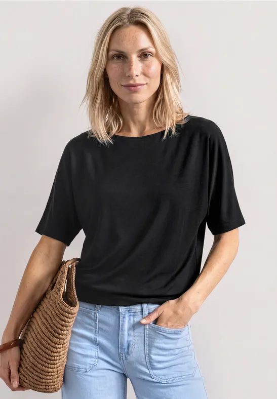 Basic Shirt mit Boat Neck und Elastikbund