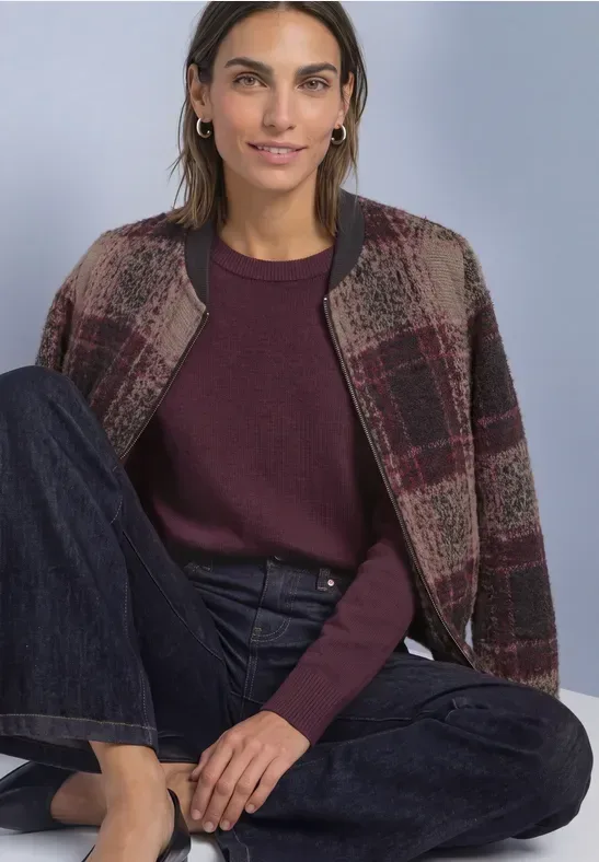 Langarm Blouson mit Karomuster