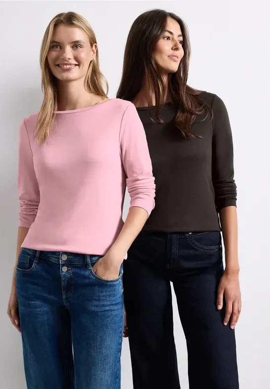 Langarm Shirts mit Boat Neck im 2er-Pack