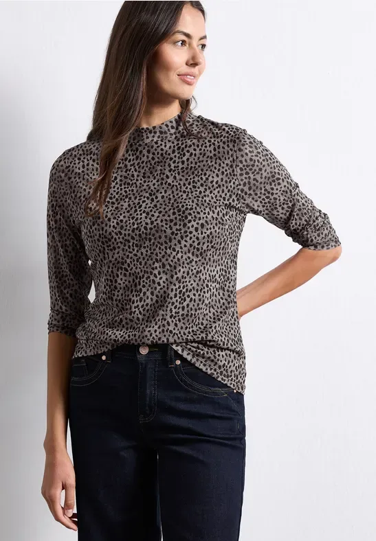 Langarm Mesh-Shirt mit Turtle Neck