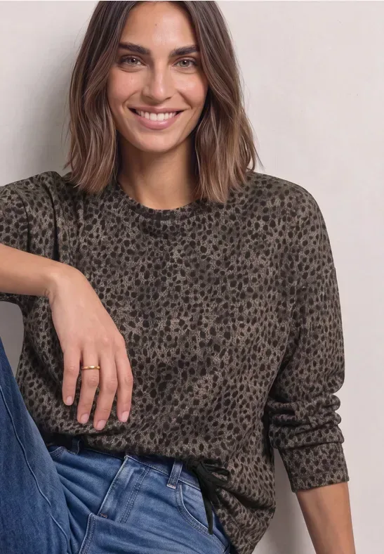 Langarm Shirt mit Rundhals und Muster
