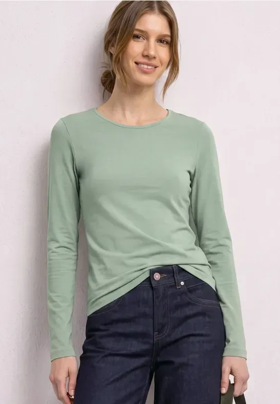 Basic Langarm Shirt in Unifarbe