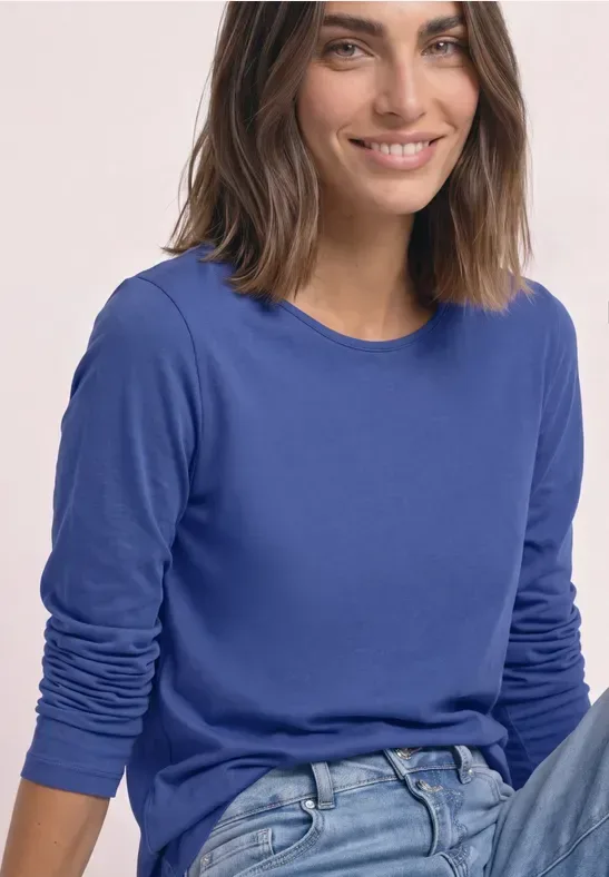 Basic Langarm Shirt in Unifarbe