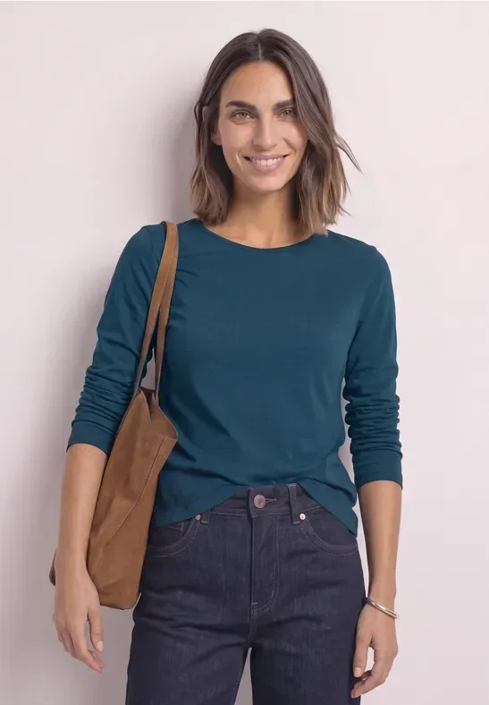 Basic Langarm Shirt in Unifarbe