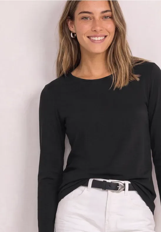 Basic Langarm Shirt in Unifarbe