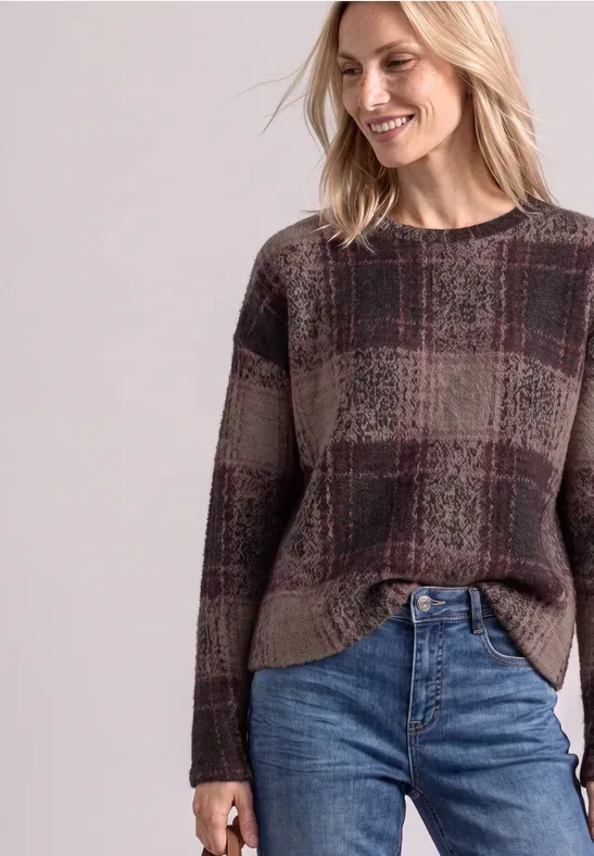 Langarm Shirt mit Rundhals und Karomuster