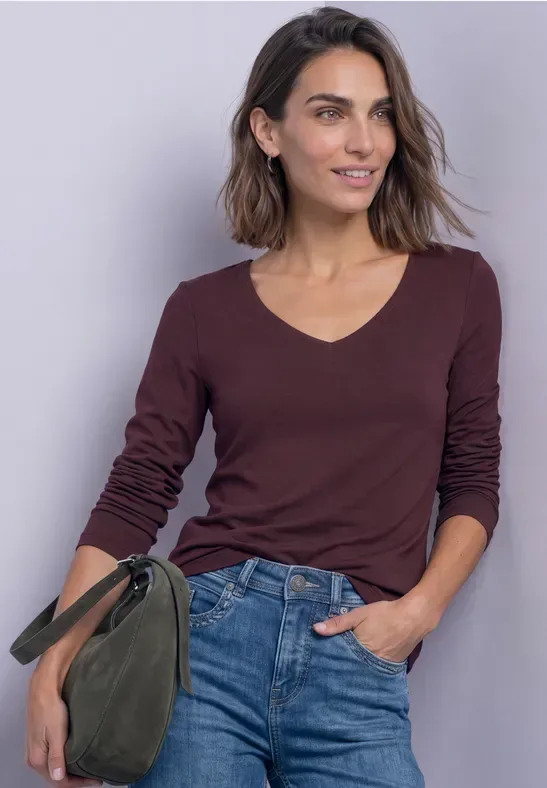 Langarm Shirt mit Carré Ausschnitt
