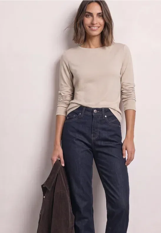 Langarm Shirt mit U-Boot-Ausschnitt