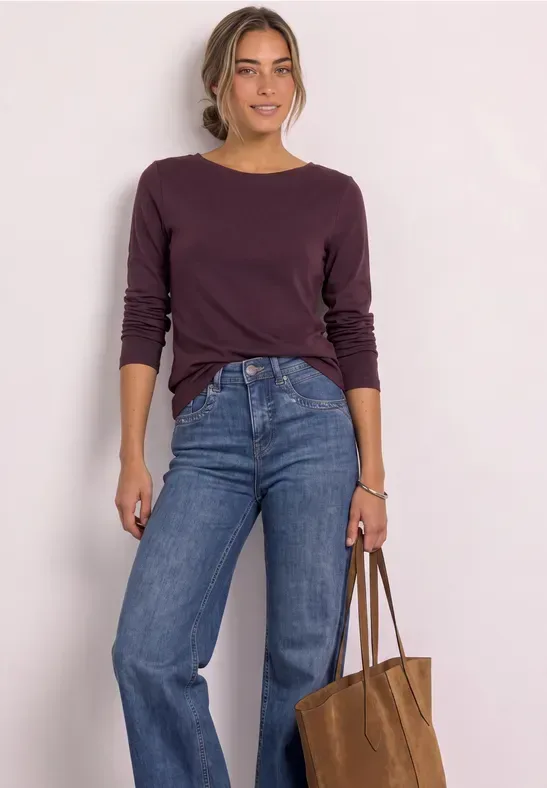 Langarm Shirt mit U-Boot-Ausschnitt