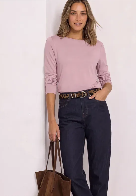 Langarm Shirt mit U-Boot-Ausschnitt