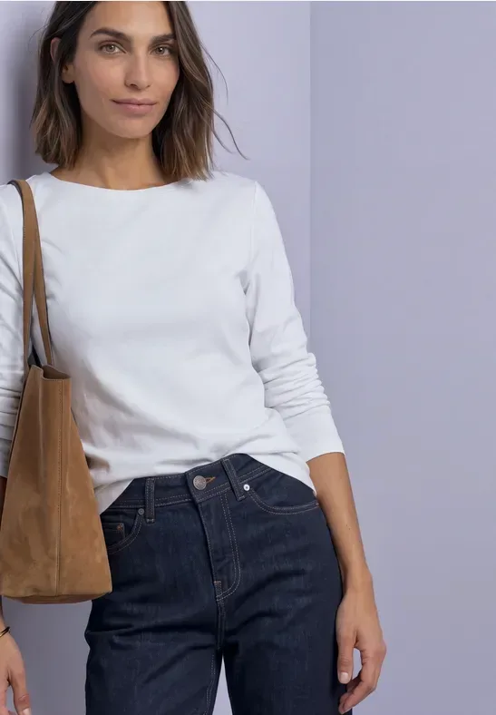 Langarm Shirt mit U-Boot-Ausschnitt