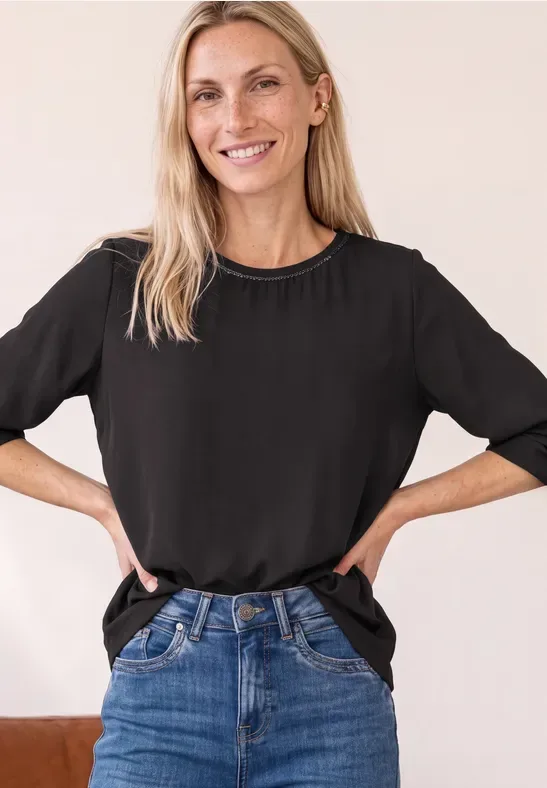 2-in-1 Shirt aus Chiffon mit Boat Neck