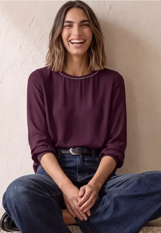 2-in-1 Shirt aus Chiffon mit Boat Neck