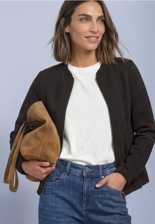 Leichte Sweatjacke mit Struktur und Zipper