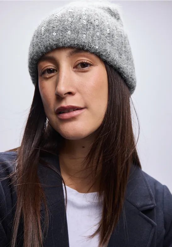 Beanie mit Pailletten