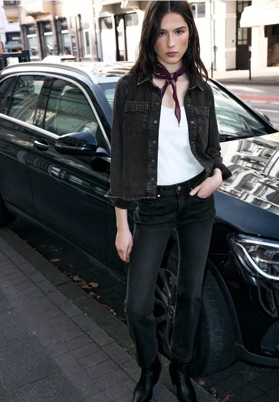 Jeanshemd mit Glitzerdetails