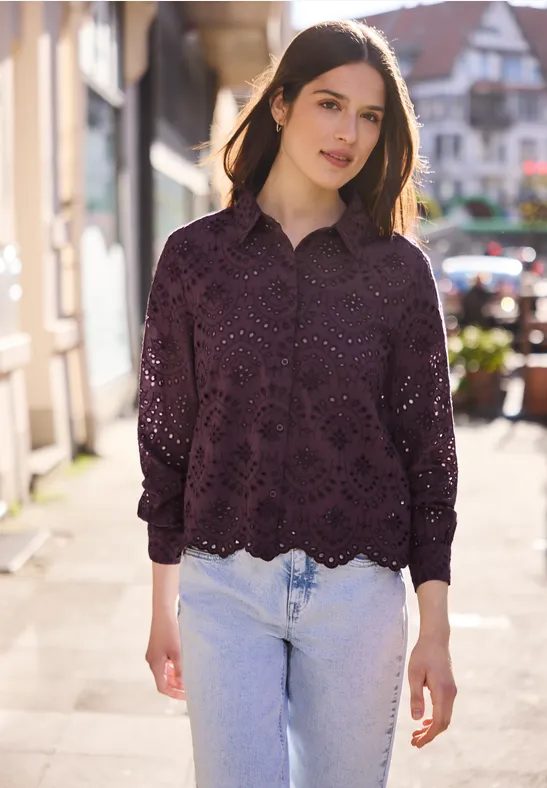 Langarm Bluse mit Shiffleymuster