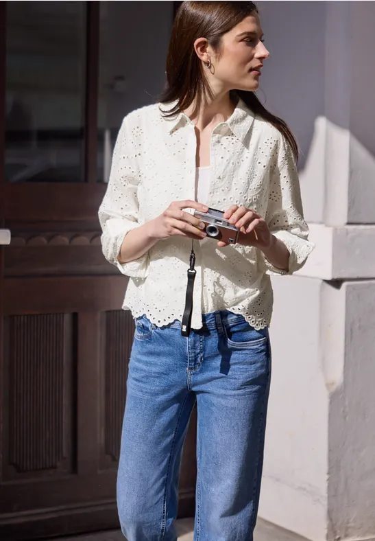 Langarm Bluse mit Shiffleymuster
