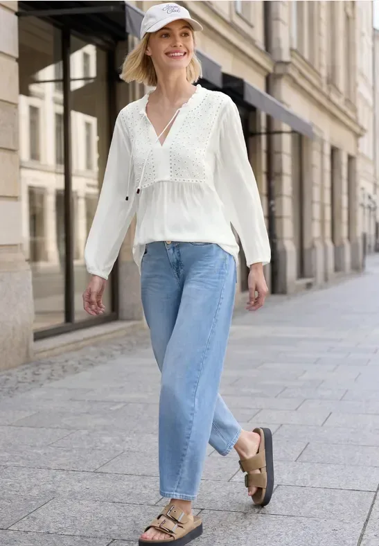 Tunika mit Split Neck und Embroidery