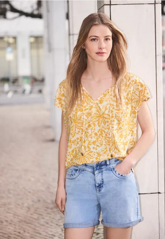 Dropped Shoulder Blusenshirt mit Bändern