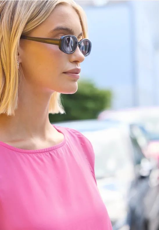 Dropped Shoulder Blusenshirt mit Rundhals