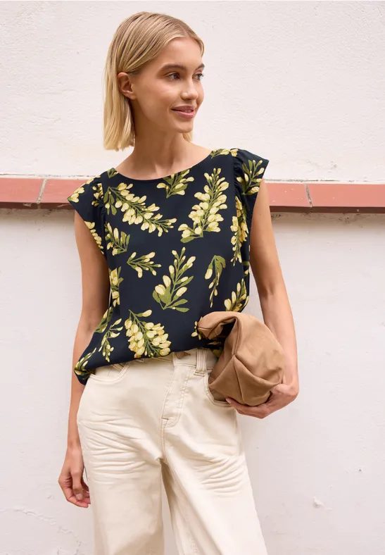 Dropped Shoulder Blusenshirt mit Rundhals