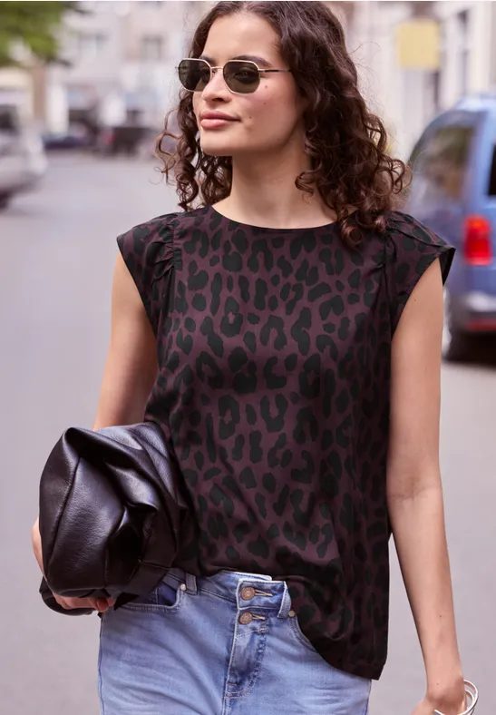 Dropped Shoulder Bluse mit Leo