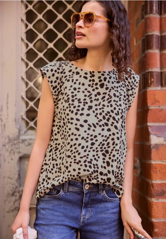 Dropped Shoulder Bluse mit Leo