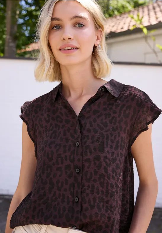 Bluse mit Volantärmeln und Leo