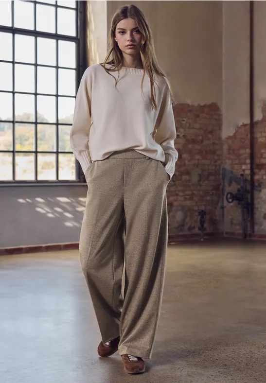 Wide Leg Melange Hose