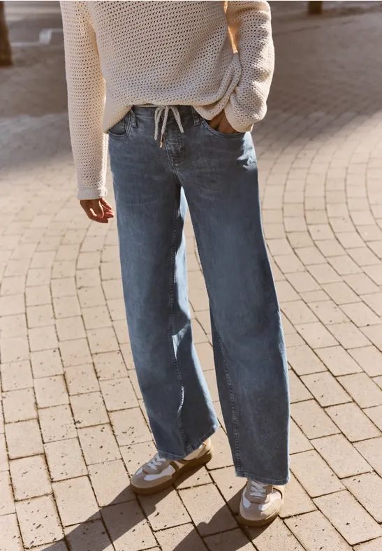 Mid Waist Wide Leg Jeans im Loose Fit
