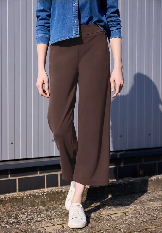 7/8 Mid Waist Wide Leg Hose im Casual Fit