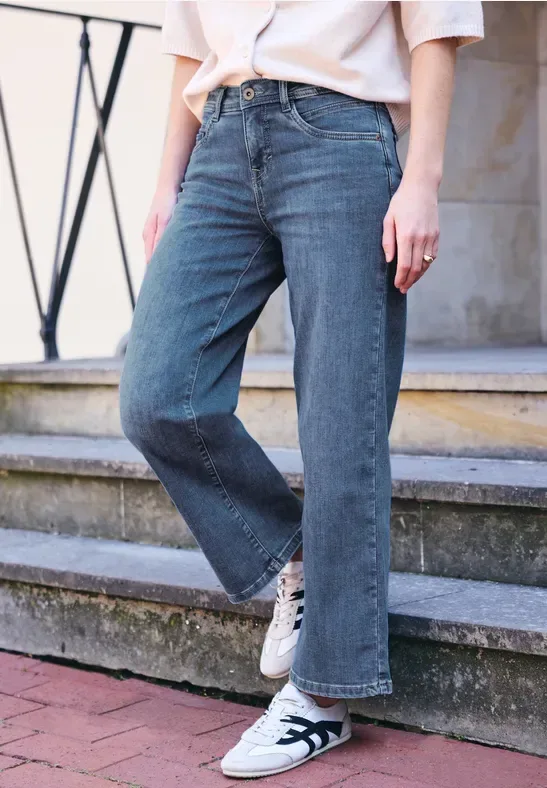 Mid Waist Wide Leg Jeans im Loose Fit