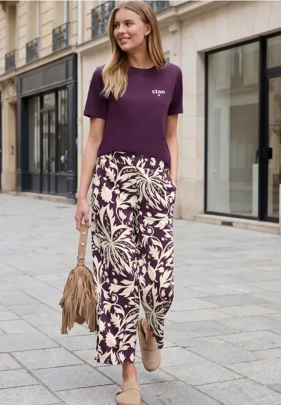 Culotte im Loose Fit mit floralem Muster