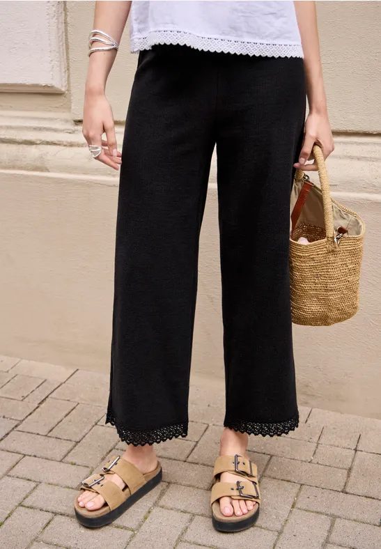 Wide Leg Hose mit Crochet