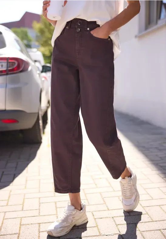 High Waist Barrel Leg Jeans im Loose Fit