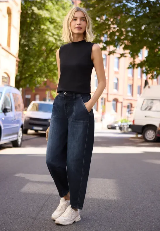 High Waist Barrel Leg Jeans im Loose Fit
