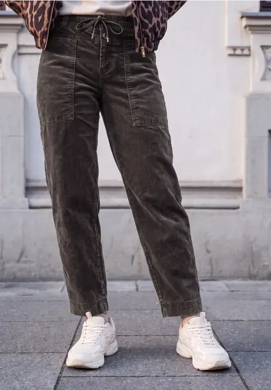 Mid Waist Barrel Leg Hose im Loose Fit