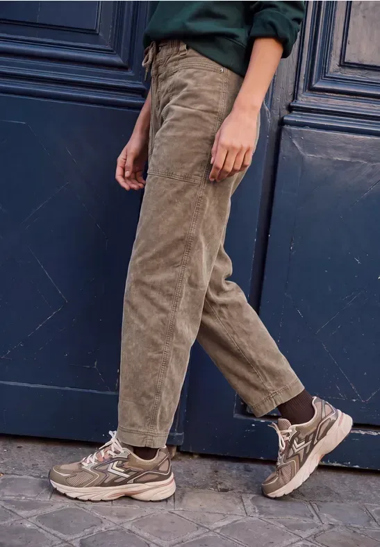 Mid Waist Barrel Leg Hose im Loose Fit